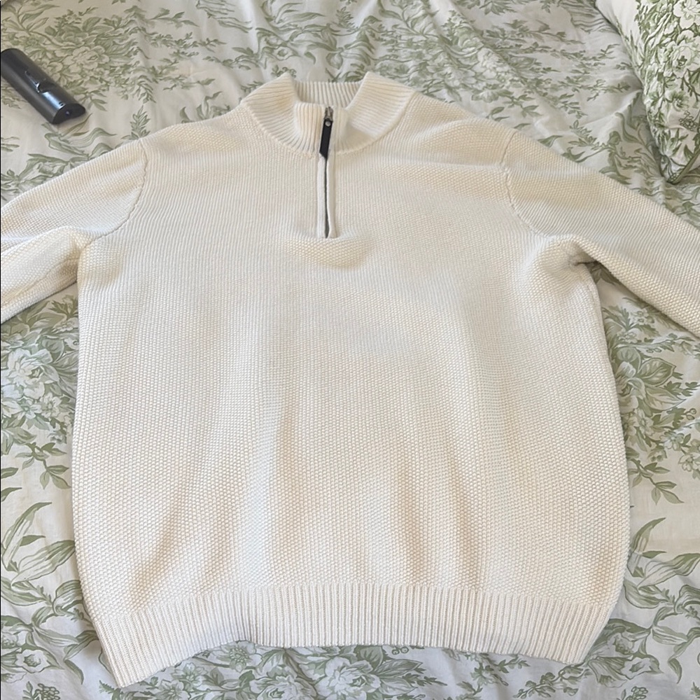 Stylish Cream Quarter-Zip Sweater